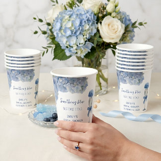 Vasos De Papel Elegante algo azul vajilla floral de hydrangea