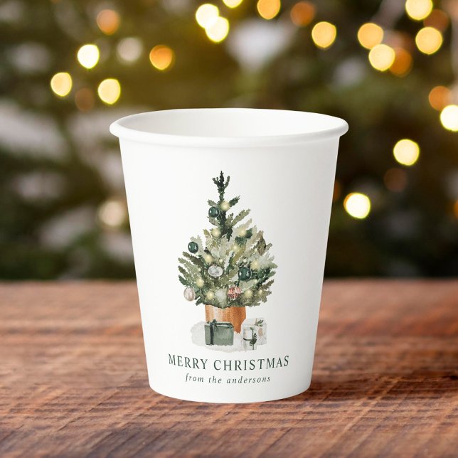 Vasos De Papel Elegante Árbol de Navidad acuarela (Subido por el creador)