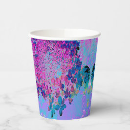 Vasos De Papel Elegante azul oscuro e hidrangea recta magenta