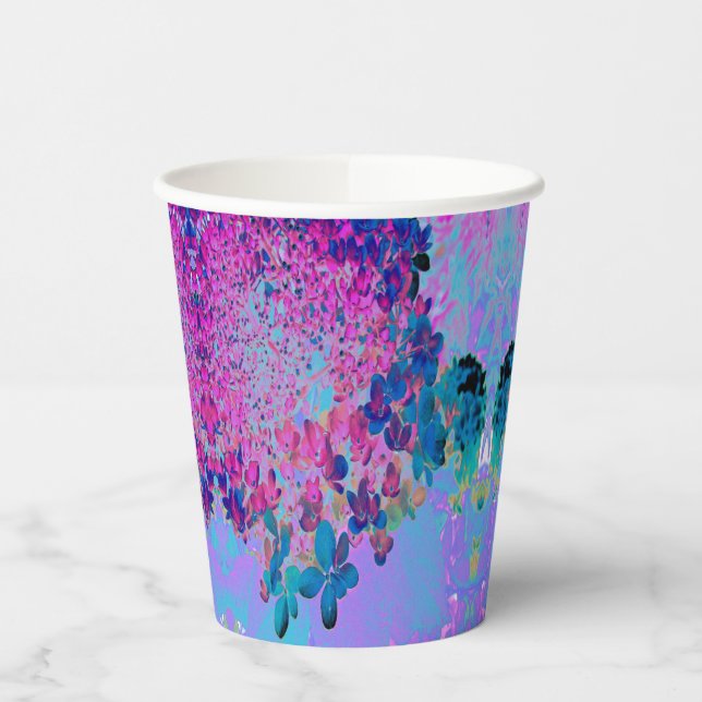 Vasos De Papel Elegante azul oscuro e hidrangea recta magenta (Izquierda)