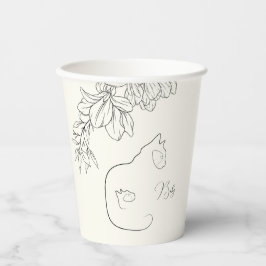Vasos De Papel Elegante Baby Shower Black & Cream Cat Lover