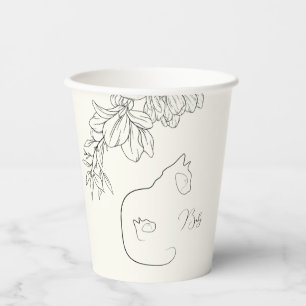 Vasos De Papel Elegante Baby Shower Black & Cream Cat Lover