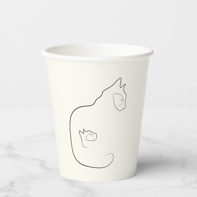 Vasos De Papel Elegante Baby Shower Black & Cream Cat Lover (Anverso)