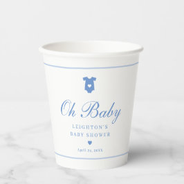 Vasos De Papel Elegante Baby Shower con guión azul