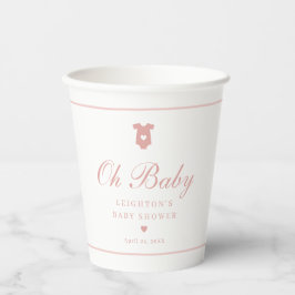 Vasos De Papel Elegante Baby Shower con guión rosa