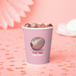 Vasos De Papel Elegante Baby Shower de Fútbol Rosa