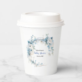 Vasos De Papel Elegante Baby Shower Dusty Blue Floral