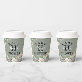 Vasos De Papel Elegante Baby Shower floral 8oz Cups de papel con 