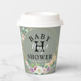 Vasos De Papel Elegante Baby Shower floral 8oz Cups de papel con