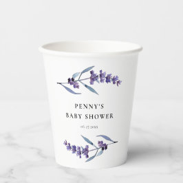 Vasos De Papel Elegante Baby Shower Floral de Lavanda