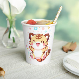 Vasos De Papel Elegante Baby Shower Tiger