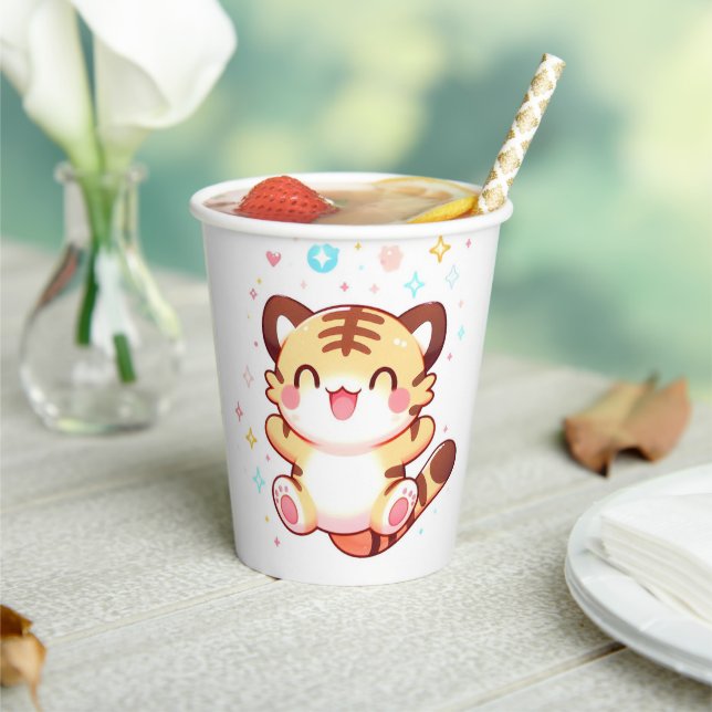 Vasos De Papel Elegante Baby Shower Tiger (in situ)
