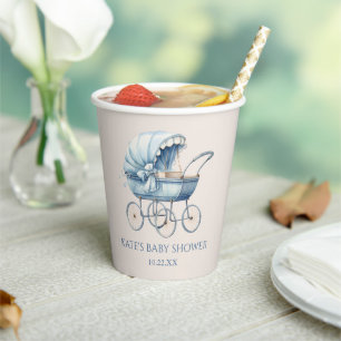 Vasos De Papel Elegante Baby Shower Vintage Blue Vintage