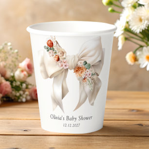 Vasos De Papel Elegante bebé de vaca en el Baby Shower en flor