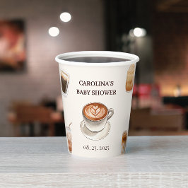 Vasos De Papel Elegante bebé está preparando café para bebé ducha