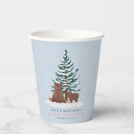 Vasos De Papel Elegante bebe oso evergreen Winter Baby Shower