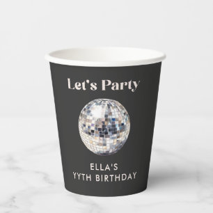 Vasos De Papel Elegante Black & Silver Disco Ball 18 cumpleaños