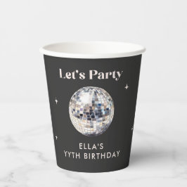 Vasos De Papel Elegante Black & Silver Disco Ball 18 cumpleaños