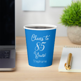 Vasos De Papel Elegante Blue Cheers a 85 años 85 cumpleaños