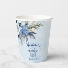 Vasos De Papel Elegante Blue Winter Floral Boy Baby Shower