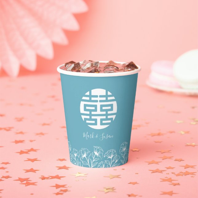 Vasos De Papel Elegante Boda chino de felicidad doble (in situ)