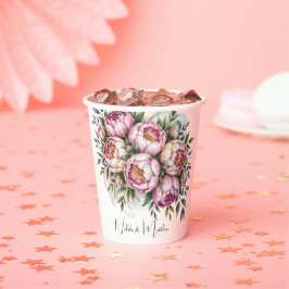 Vasos De Papel Elegante Boda de arreglos florales de Peony