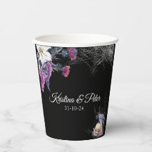 Elegante Boda de cráneo floral gótico morado negro