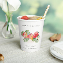 Vasos De Papel Elegante Boda de follaje rojo de fresa de fresa