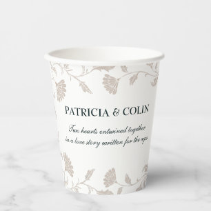 Vasos De Papel Elegante Boda de fotografía beige de novia y Groom
