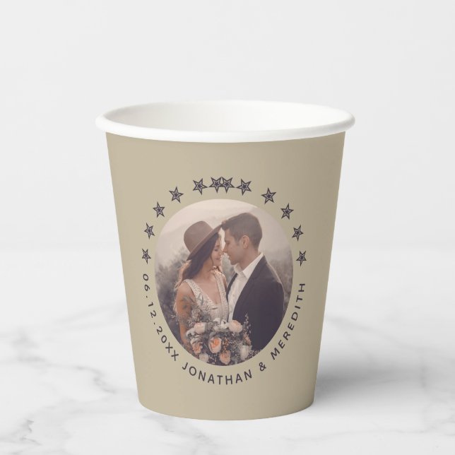 Vasos De Papel Elegante Boda de fotografía personalizada Rustic T (Anverso)