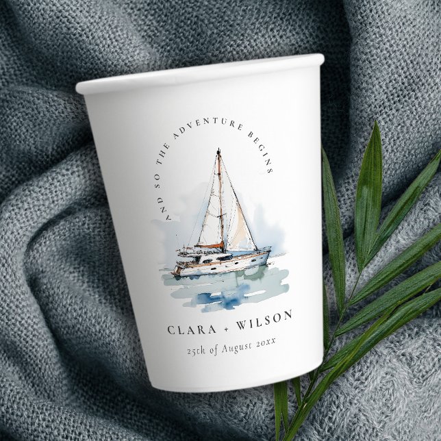 Vasos De Papel Elegante Boda de la capa marina del barco de vela  (Subido por el creador)