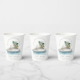 Vasos De Papel Elegante Boda de la Palm Seascape del Barco de Cru