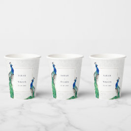 Vasos De Papel Elegante Boda de pavo real ornato elegante