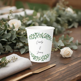 Vasos De Papel Elegante Boda de Verdor Botánico Personalizado