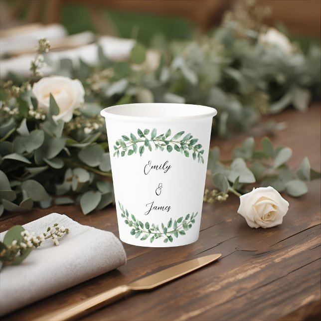 Vasos De Papel Elegante Boda de Verdor Botánico Personalizado (Subido por el creador)