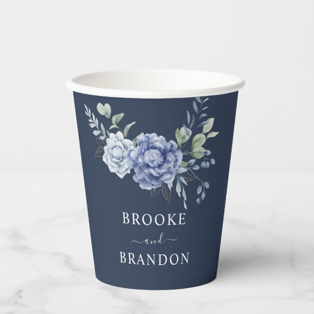Vasos De Papel Elegante Boda Dusty Blue Greenerenery Suministros (Anverso)