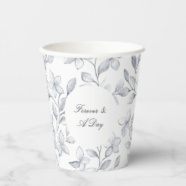 Vasos De Papel Elegante Boda Floral Blanca Plateada