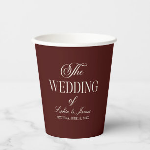 Vasos De Papel Elegante Boda Marfil Antiguo Burgundy Oscuro