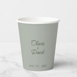 Vasos De Papel Elegante Boda Minimalista Verde Salvia