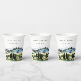 Vasos De Papel Elegante Boda paisajístico toscano-italiano