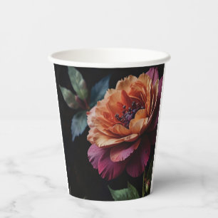 Vasos De Papel Elegante boho vintage de moho floral rojo de durmi