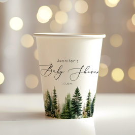 Vasos De Papel elegante bosque minimalista rústico bebé