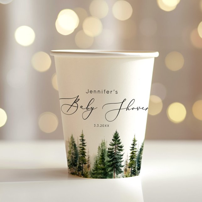 Vasos De Papel elegante bosque minimalista rústico bebé (Subido por el creador)