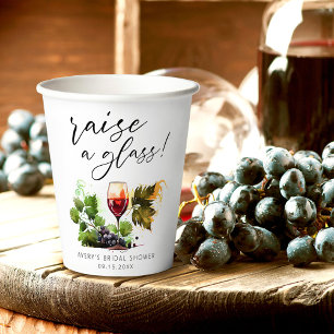 Vasos De Papel Elegante Brindis Acuarela Degustación de Vino