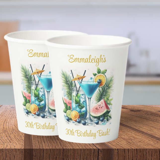 Vasos De Papel Elegante Brunch Blueberry 30° cumpleaños (Subido por el creador)