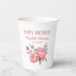 Vasos De Papel Elegante Brunch Botánico Peony Rosa