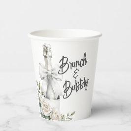 Vasos De Papel Elegante brunch floral blanco y Pegatinas burbujea
