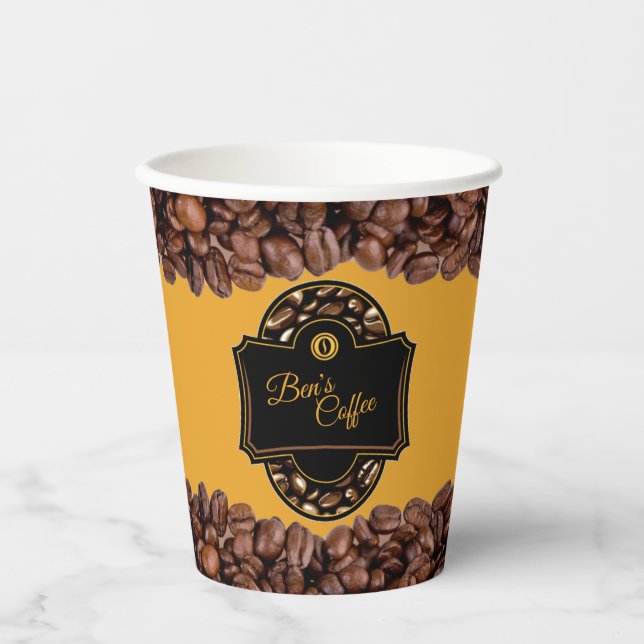 Vasos De Papel Elegante café Personalizado Business Name Paper Cu (Anverso)