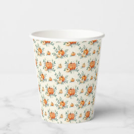Vasos De Papel Elegante calabaza de otoño y acuarela de eucalipto