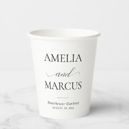 Vasos De Papel Elegante Caligrafía de Letra Clásica de Boda